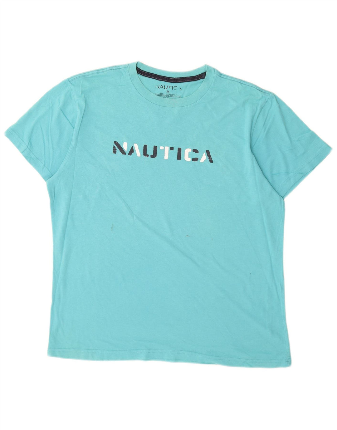Nautica Mens Graphic T-Shirt Top Medium Turquoise Cotton