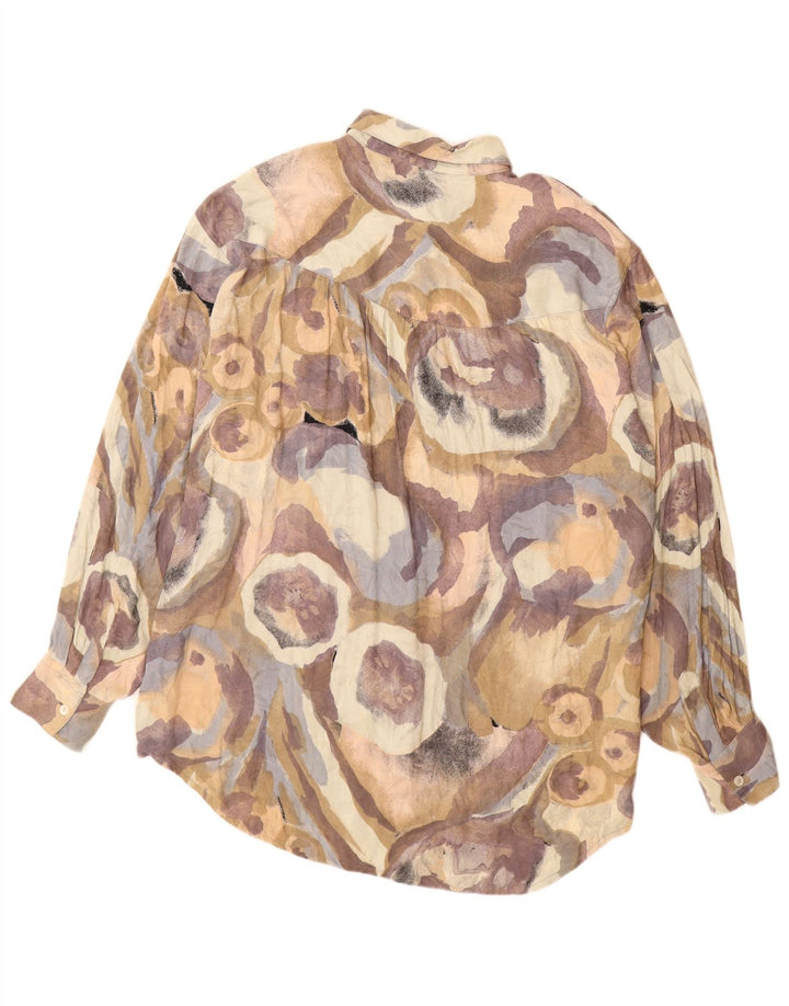 Vintage Mens Abstract Pattern Loose Fit Shirt Medium Multicoloured Viscose