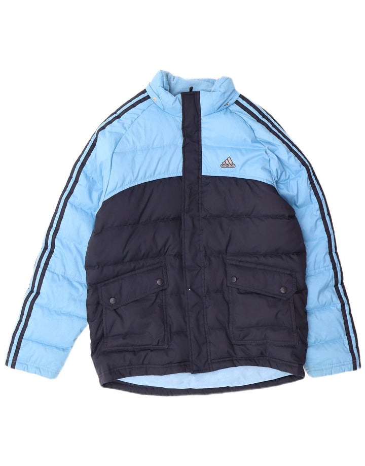 ADIDAS Boys Padded Jacket 13-14 Years Blue Colourblock Polyester