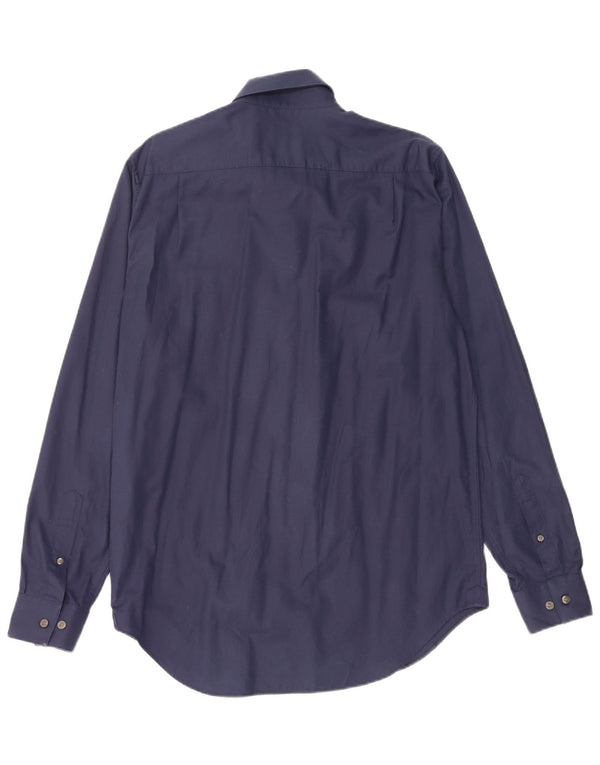 Lacoste Mens Regular Fit Shirt Size 40 15 1/2 Medium Navy Blue Cotton