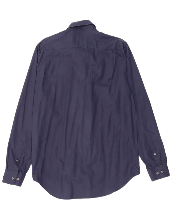 Lacoste Mens Regular Fit Shirt Size 40 15 1/2 Medium Navy Blue Cotton