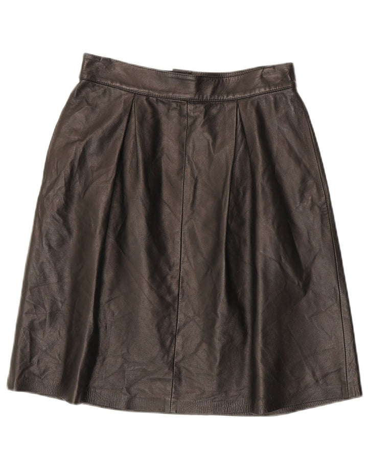 Vintage Womens Leather Skirt XS W25  Black Leather