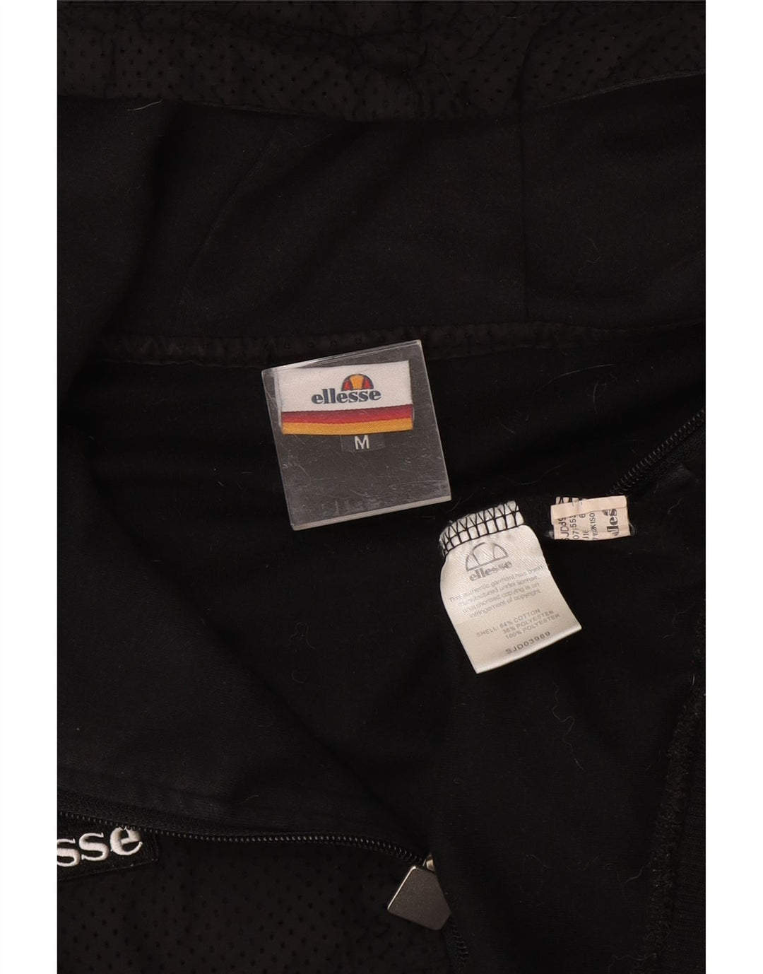 Ellesse Mens Zip Hoodie Sweater Medium Black Cotton