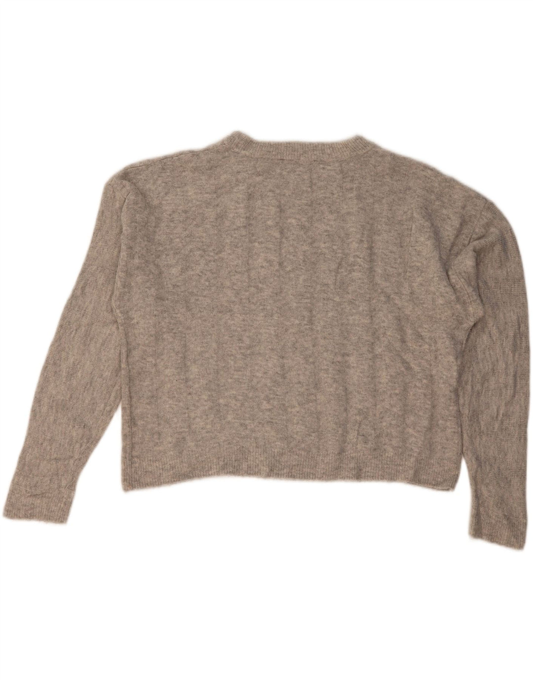 MARKS & SPENCER Womens Crop Crew Neck Jumper Sweater UK 14 Large Grey