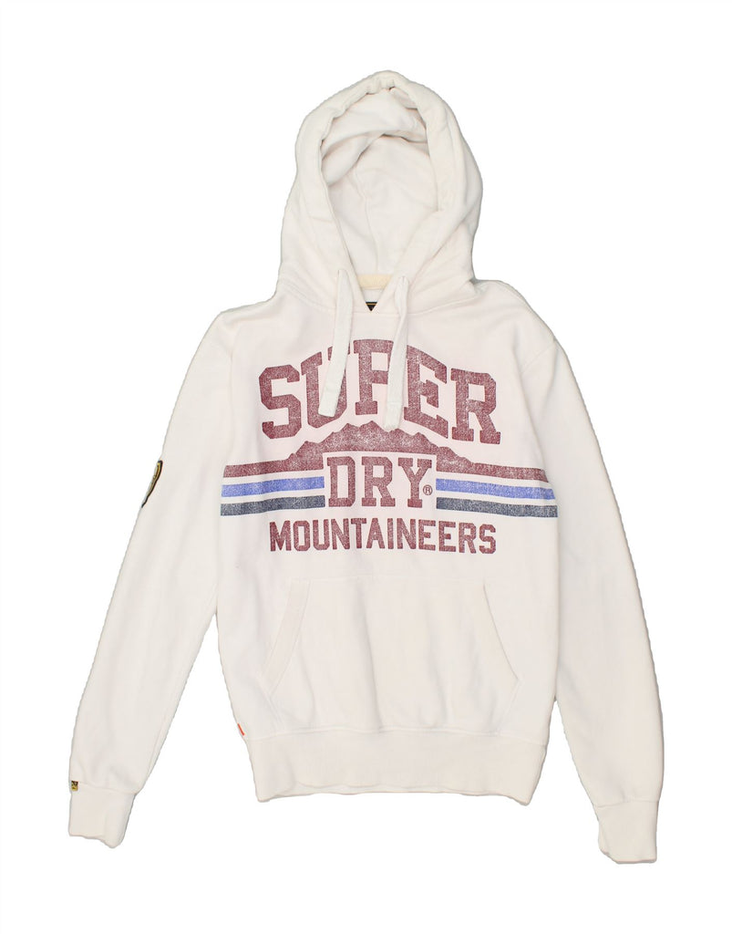 SUPERDRY Mens Graphic Hoodie Jumper Small White Cotton | Vintage Superdry | Thrift | Second-Hand Superdry | Used Clothing | Messina Hembry 
