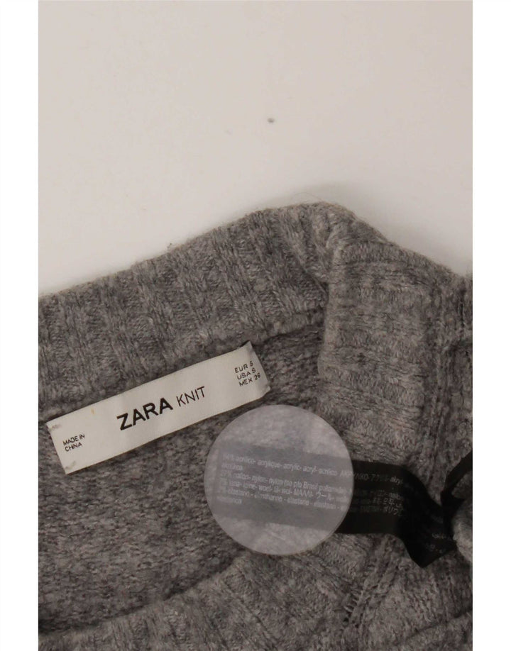 Zara Womens Oversized Turtle Neck Jumper Sweater UK 10 Small Grey Flecked