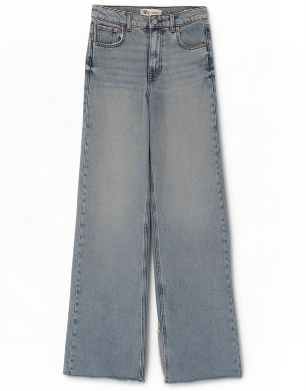 Zara Womens Wide Leg Jeans EU 38 Small W28 L34 Blue Cotton