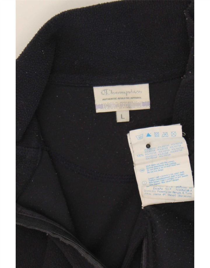 Champion Womens Zip Neck Fleece Jumper UK 16 Large Navy Blue Polyester