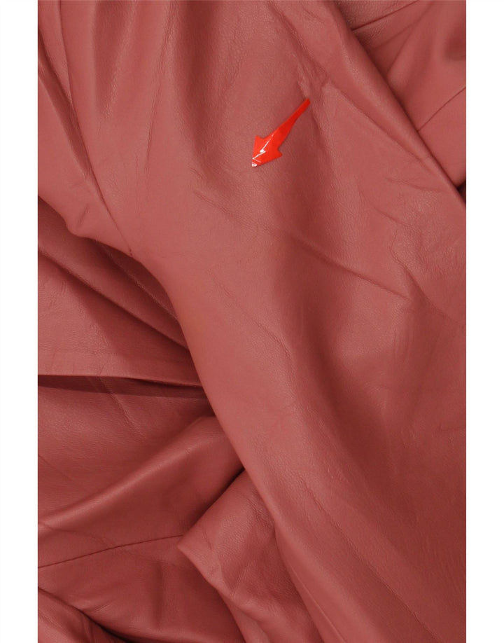 ZARA Womens Double Breasted Faux Leather Blazer Jacket UK 10 Small Pink