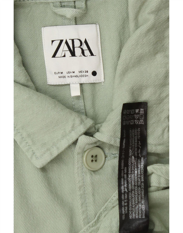 Zara Mens Utility Jacket UK 38 Medium Green Cotton