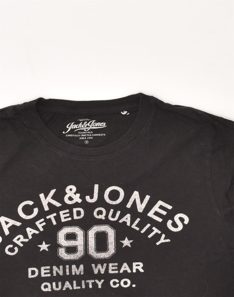 JACK & JONES Mens Graphic T-Shirt Top Medium Black Cotton | Vintage Jack & Jones | Thrift | Second-Hand Jack & Jones | Used Clothing | Messina Hembry 