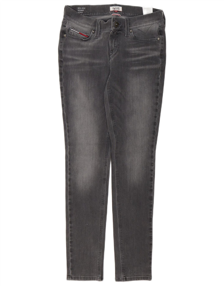 TOMMY HILFIGER Womens Nora Mid Rise Skinny Jeans W30 L32 Grey Cotton