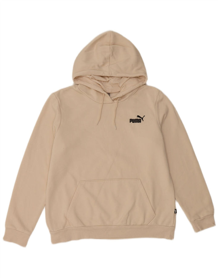 PUMA Womens Hoodie Jumper UK 16 Large Off White Cotton