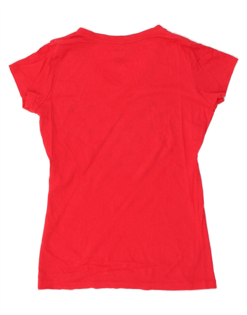 REEBOK Womens Graphic T-Shirt Top UK 12 Medium Red Cotton | Vintage Reebok | Thrift | Second-Hand Reebok | Used Clothing | Messina Hembry 