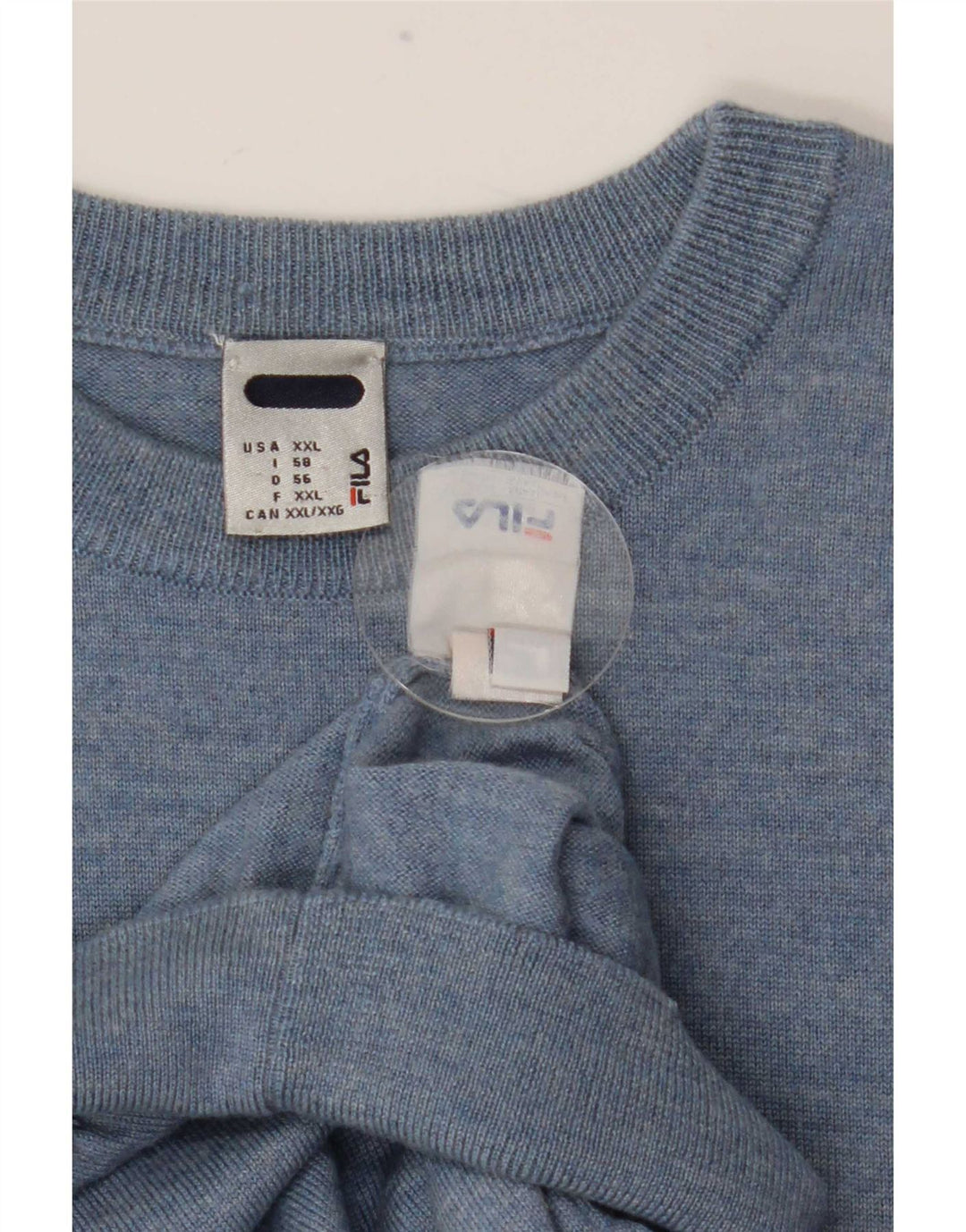 Fila Mens Crew Neck Jumper Sweater 2XL Blue Wool