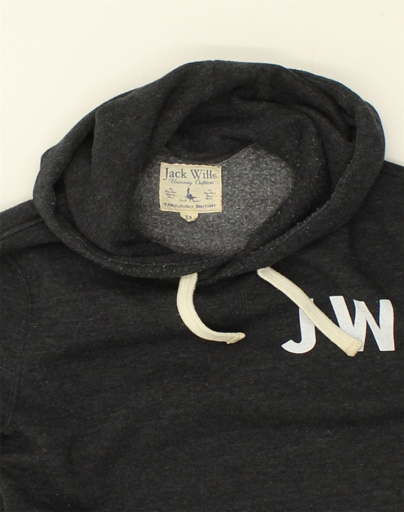 JACK WILLS Mens Graphic Hoodie Jumper XS Black Cotton | Vintage Jack Wills | Thrift | Second-Hand Jack Wills | Used Clothing | Messina Hembry 