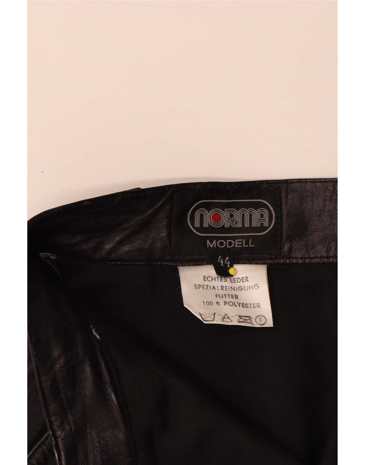 Norma Womens Leather Skirt EU 44 XL W34 Black Leather