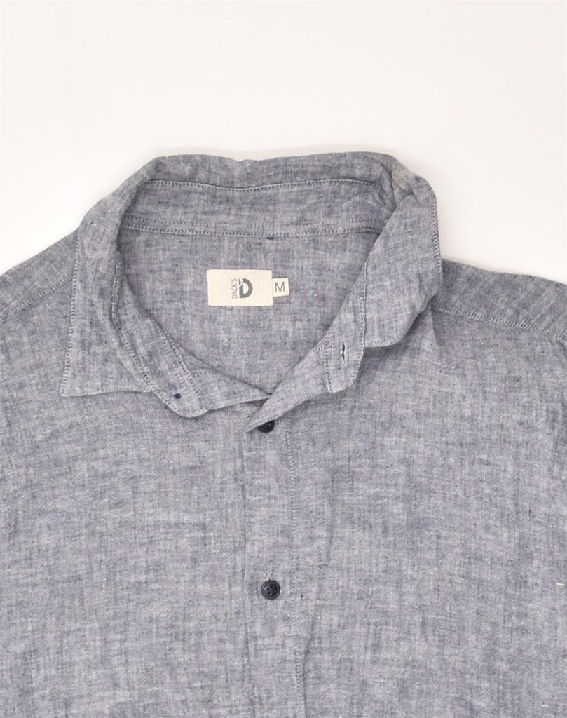 DACK'S Mens Short Sleeve Shirt Medium Grey Linen | Vintage Dack's | Thrift | Second-Hand Dack's | Used Clothing | Messina Hembry 