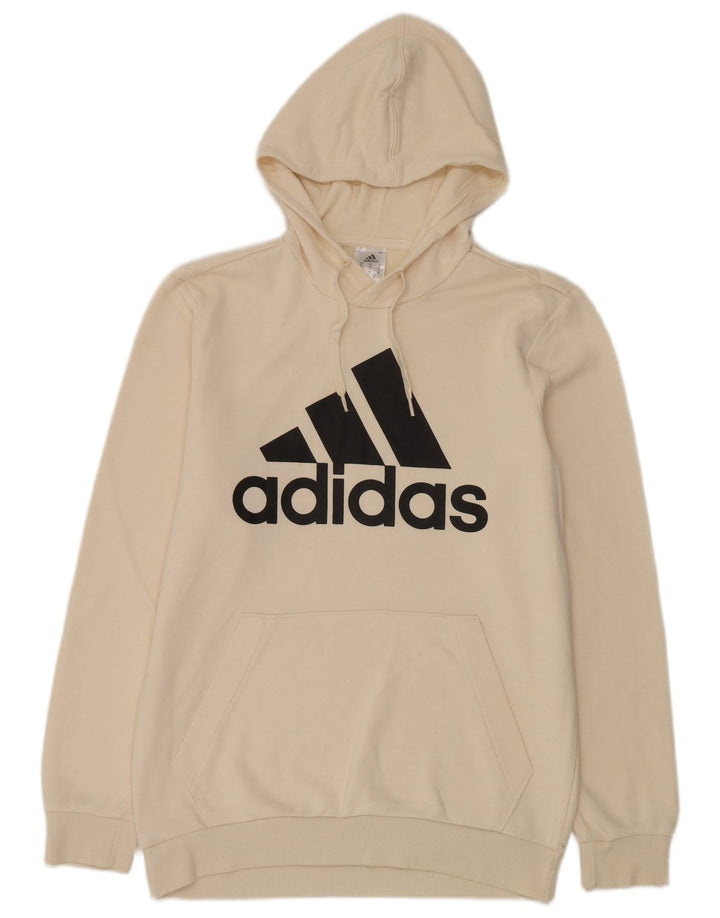 Adidas Mens Graphic Hoodie Jumper Medium Off White Cotton