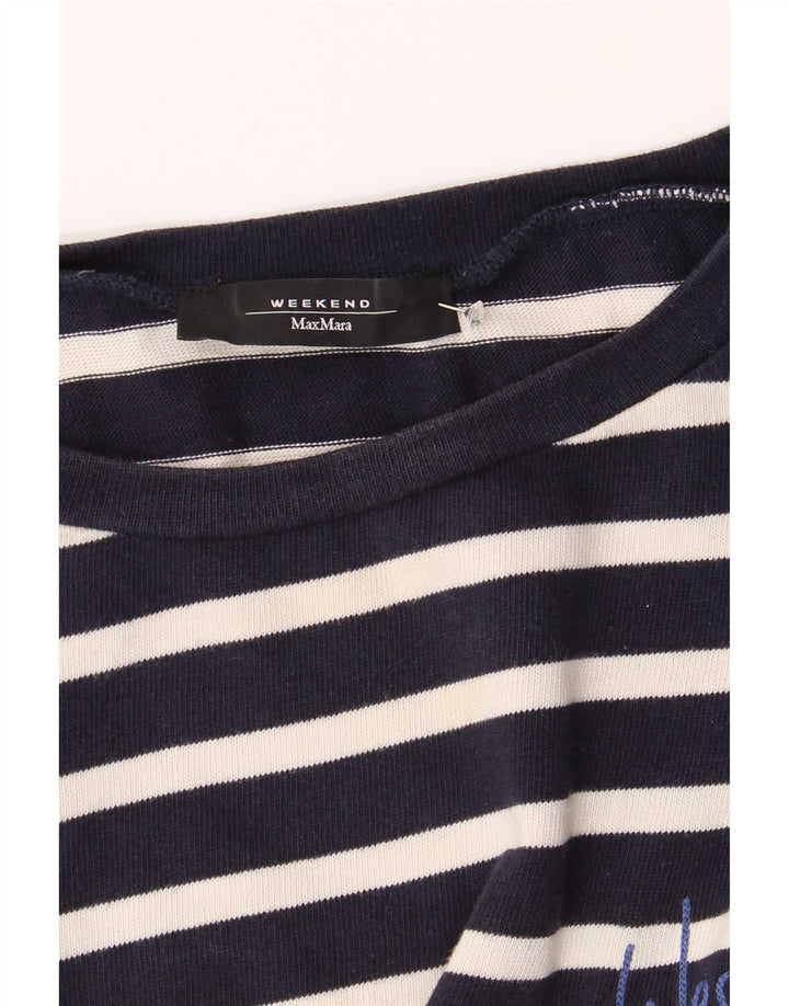 Max Mara Womens Weekend Top 3/4 Sleeve UK 14 Medium Navy Blue Nautical