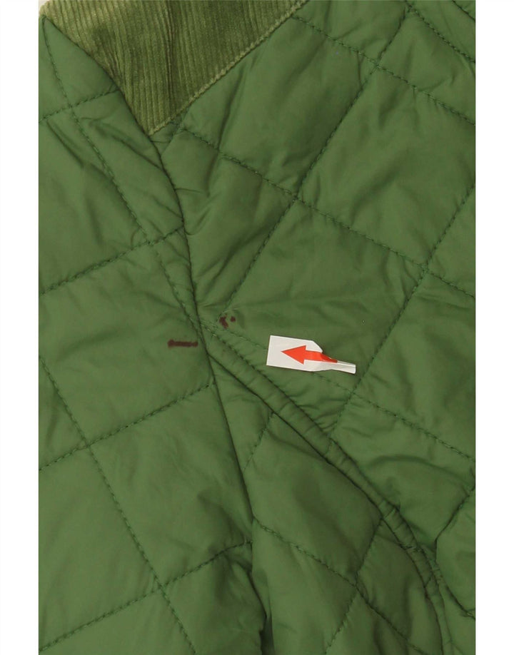 Joules Womens Quilted Jacket UK 10 Small Green Floral Polyamide