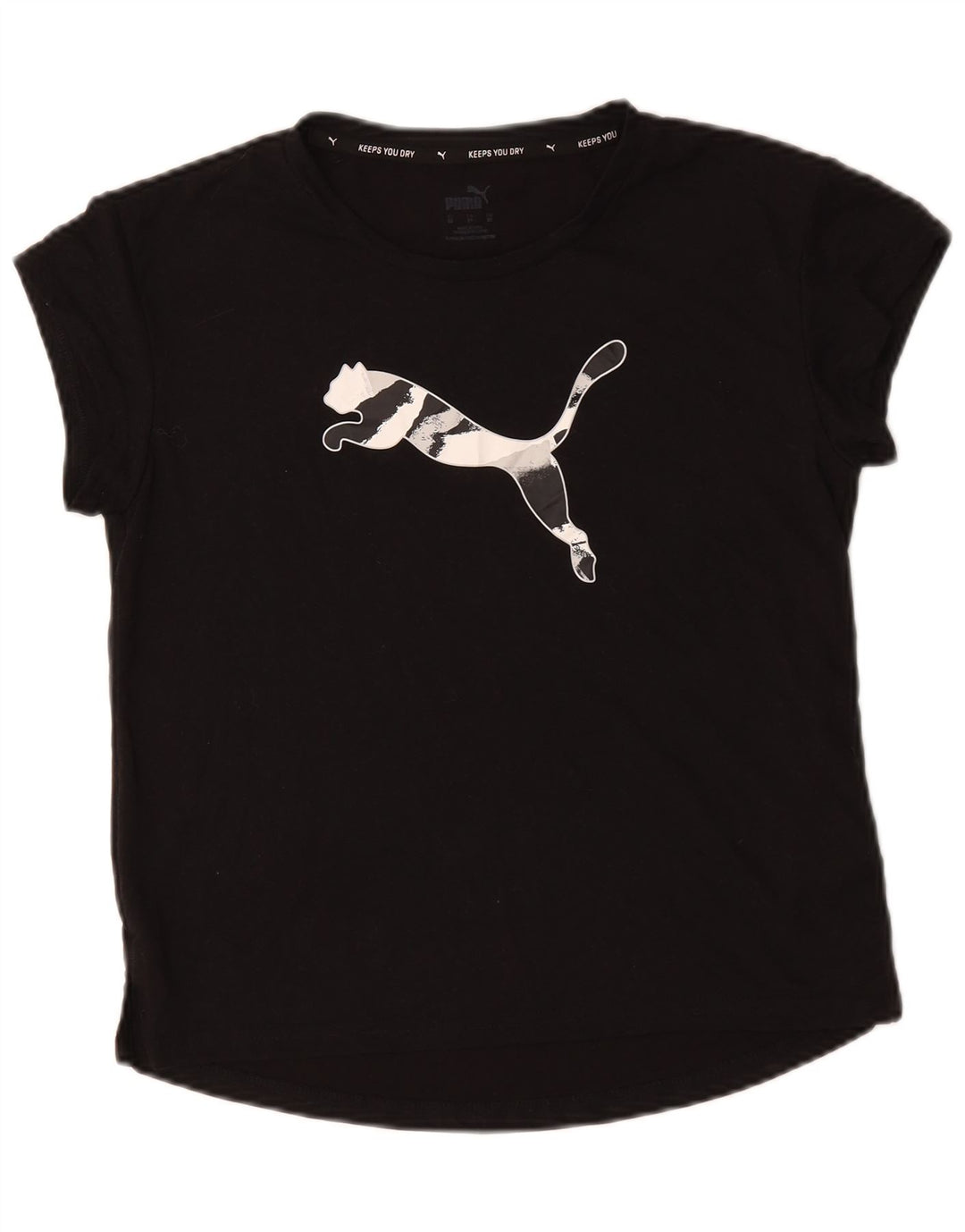 Puma Womens Oversized Graphic T-Shirt Top UK 6 XS Black Polyester