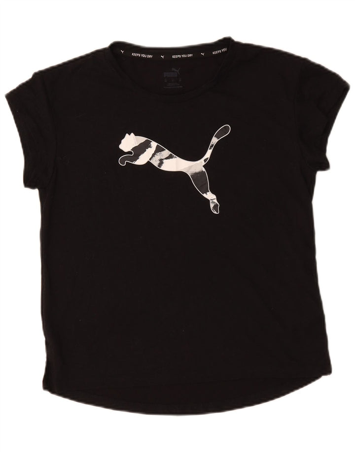 Puma Womens Oversized Graphic T-Shirt Top UK 6 XS Black Polyester