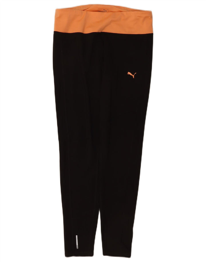 Puma Womens Leggings UK 14 Large  Black Colourblock Nylon