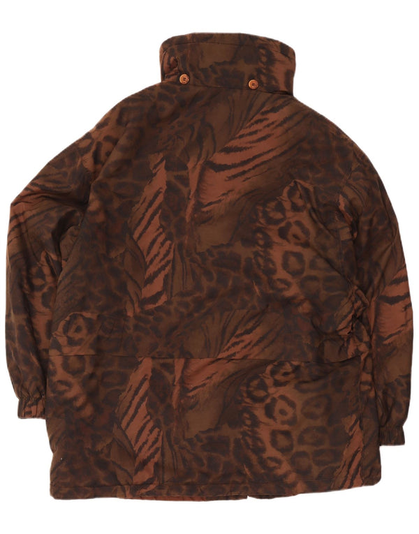 Vintage Womens Oversized Windbreaker Coat UK 10 Small Brown Animal Print