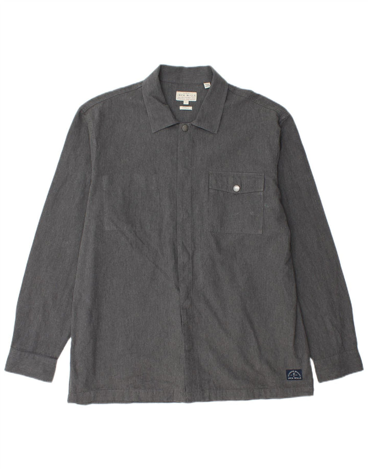 Jack Wills Mens Overshirt Shirt Large Grey Cotton