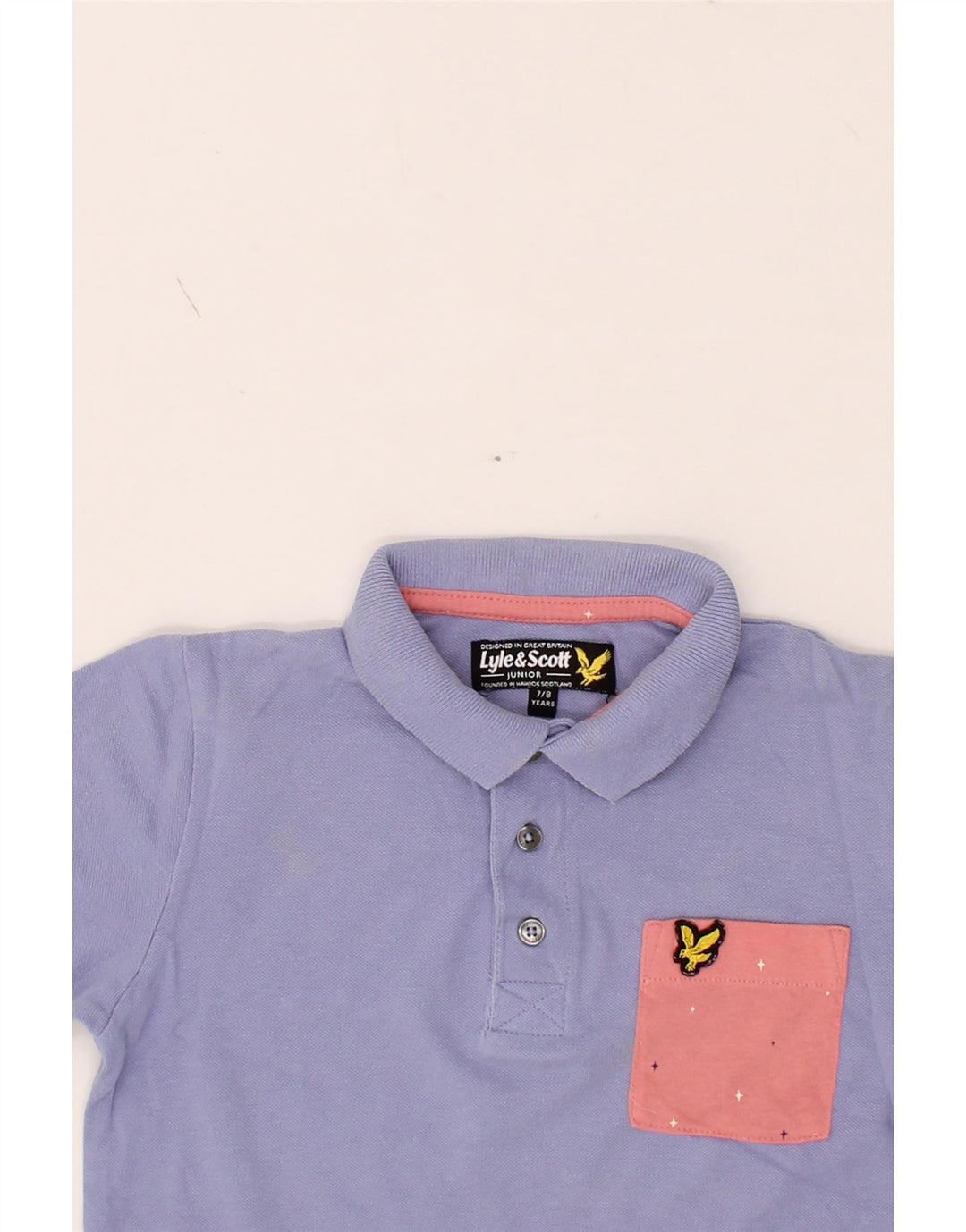 LYLE & SCOTT Boys Polo Shirt 7-8 Years Purple Cotton Vintage Lyle & Scott and Second-Hand Lyle & Scott from Messina Hembry 
