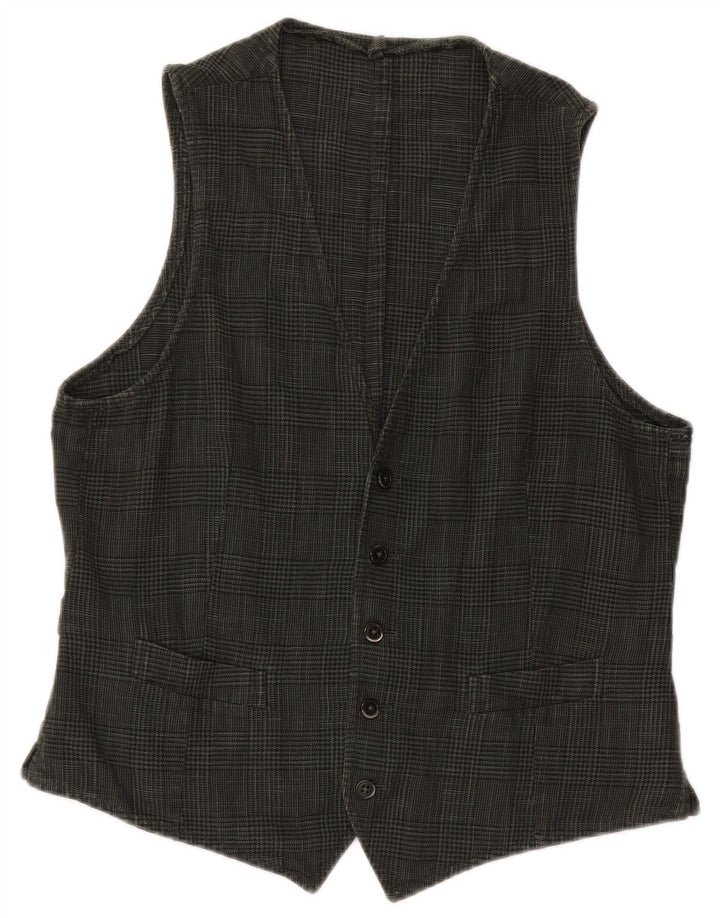 BOGGI Mens Waistcoat Medium Green Houndstooth