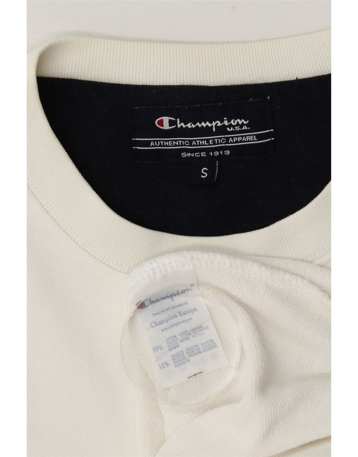 Champion Mens Sweatshirt Jumper Small White Cotton