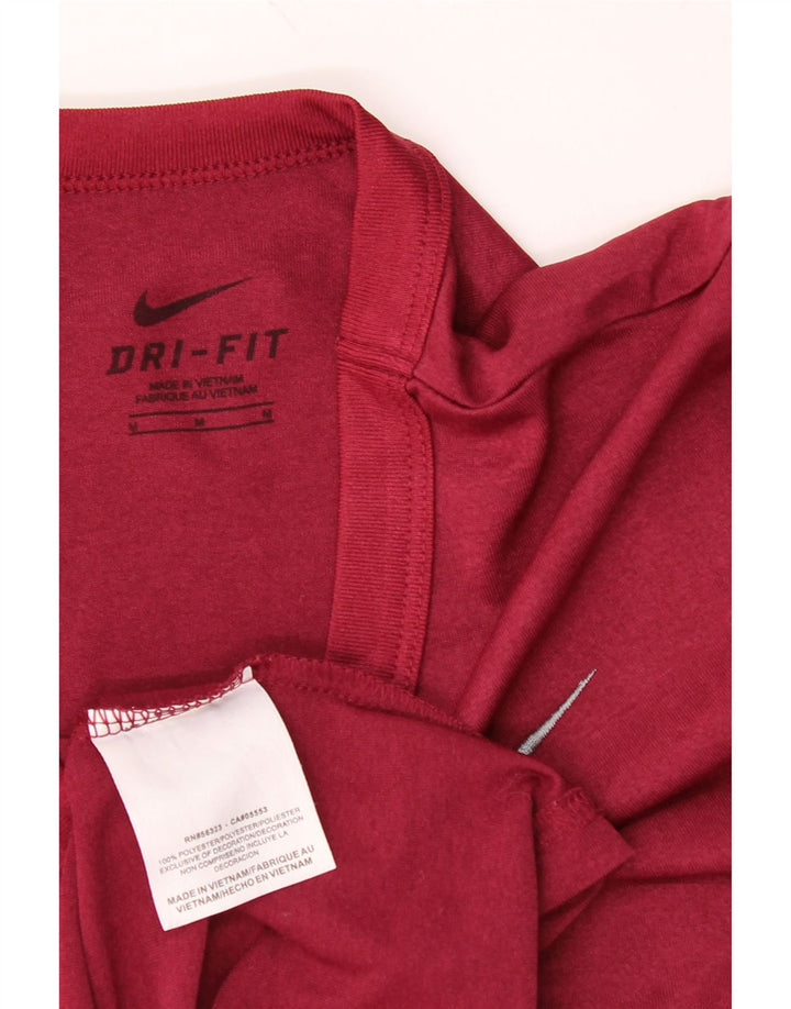 NIKE Womens Dri Fit Graphic T-Shirt Top UK 14 Medium Burgundy Polyester Vintage Nike and Second-Hand Nike from Messina Hembry 