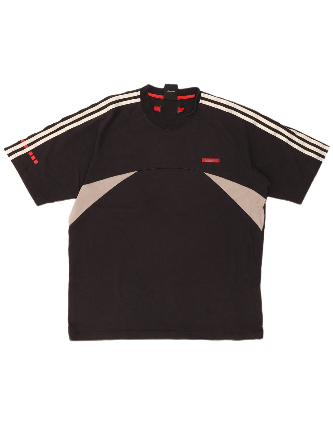 ADIDAS Mens T-Shirt Top Large Black Colourblock Cotton