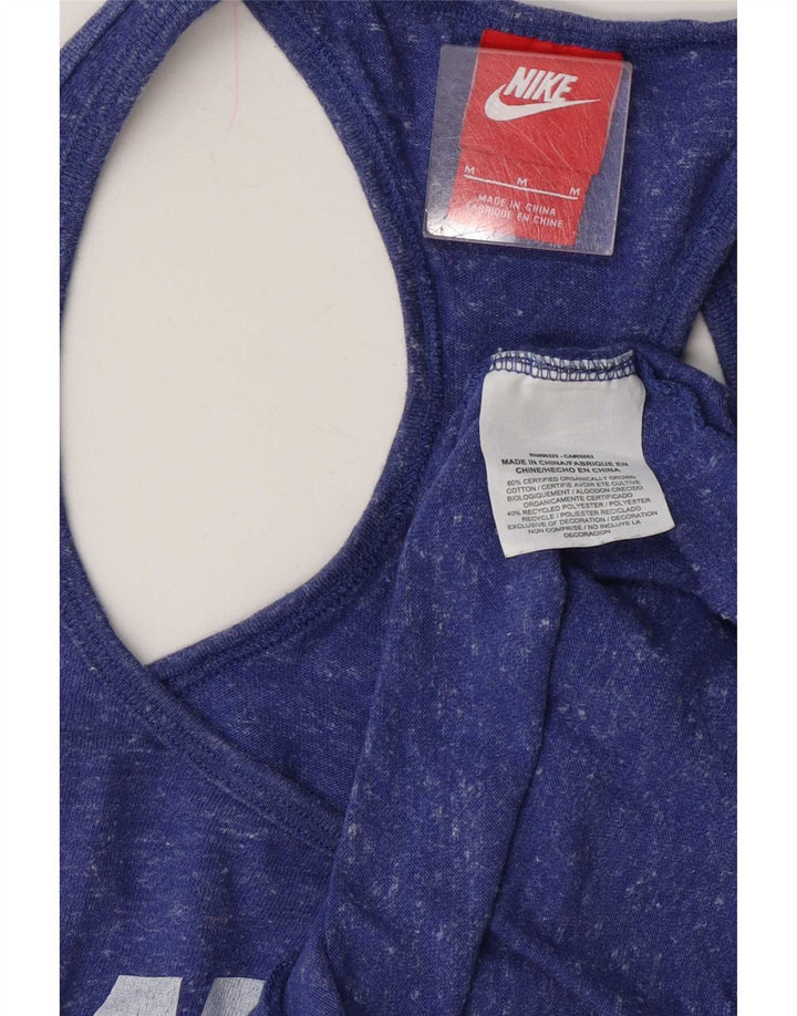 Nike Womens Graphic Vest Top UK 12 Medium Navy Blue Flecked Cotton