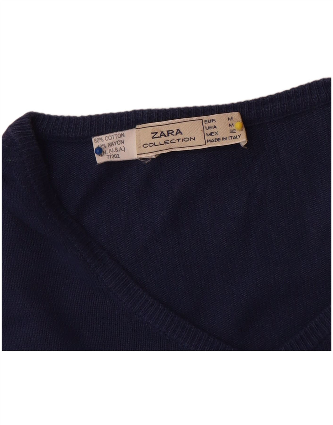 Zara Womens Cardigan Sweater UK 14 Medium Navy Blue Cotton