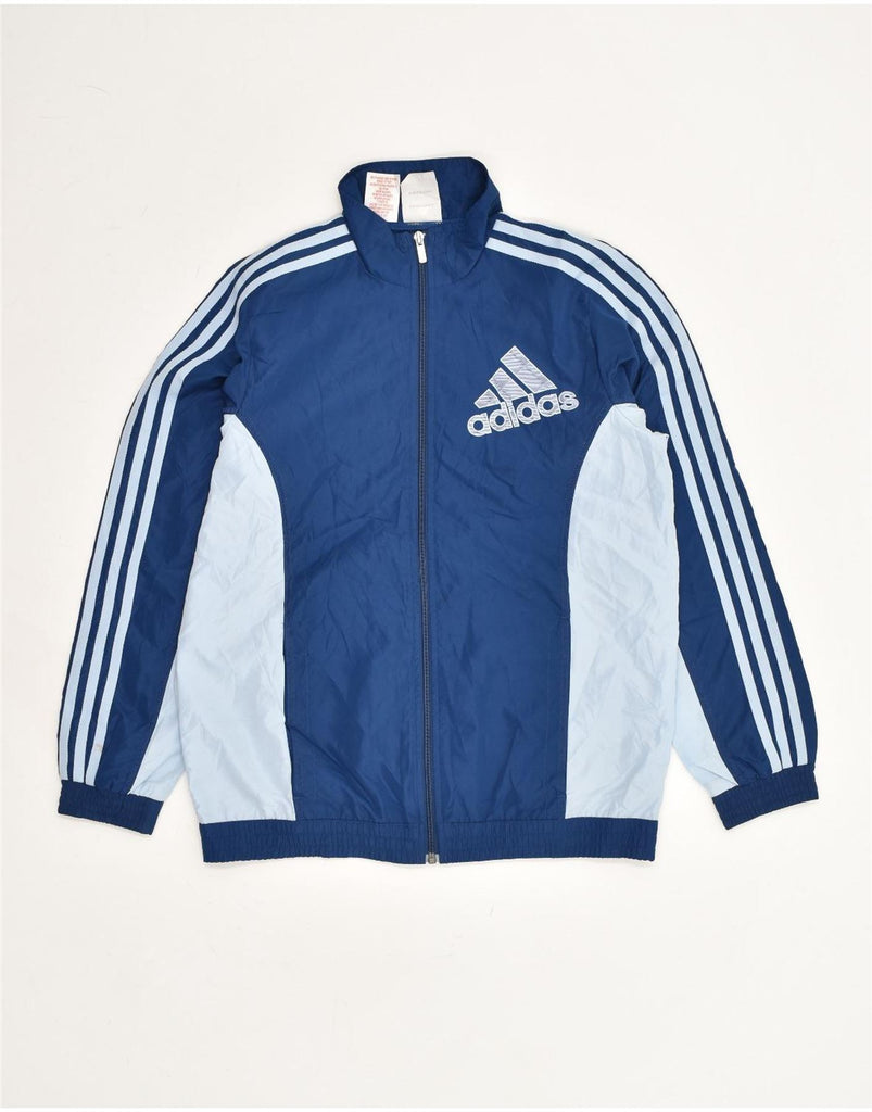 ADIDAS Boys Graphic Tracksuit Top Jacket 13-14 Years Blue Colourblock | Vintage Adidas | Thrift | Second-Hand Adidas | Used Clothing | Messina Hembry 