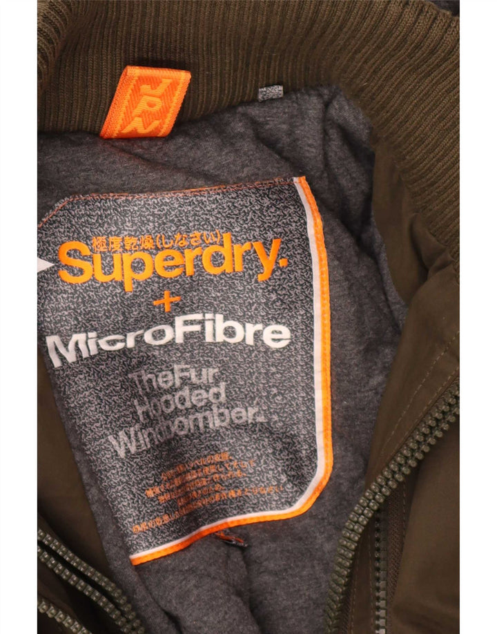 Superdry Mens Windbomber Hooded Bomber Jacket UK 34 XS Khaki Polyester