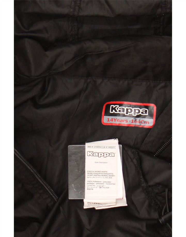 Kappa Boys Hooded Windbreaker Jacket 13-14 Years Black Polyester