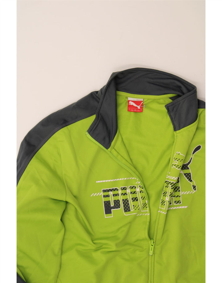 PUMA Mens Graphic Tracksuit Top Jacket Large Green Colourblock Polyester Vintage Puma and Second-Hand Puma from Messina Hembry 