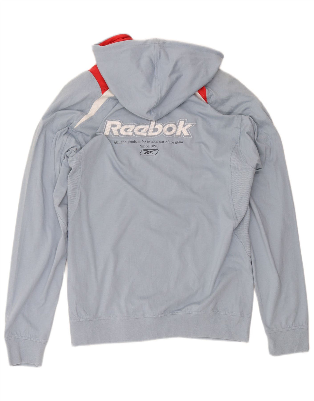 Reebok Mens Zip Hoodie Sweater Small Blue Colourblock Cotton