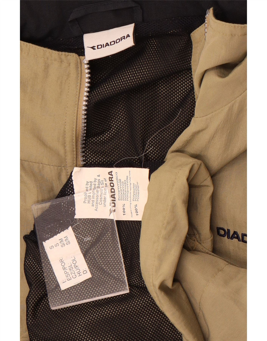 Diadora Mens Loose Fit Rain Jacket UK 36 Small Khaki Polyamide