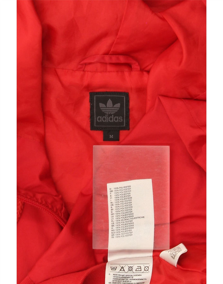 Adidas Mens Hooded Tracksuit Top Jacket Medium Red Colourblock Polyester