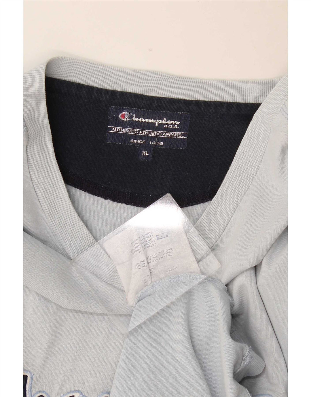 Champion Mens Graphic Top Long Sleeve XL Blue Cotton