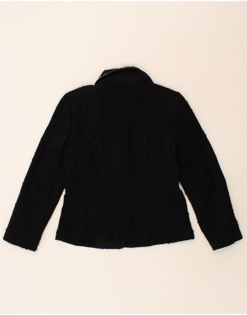 LES COPAINS Womens Bomber Jacket IT 48 XL Black Wool | Vintage Les Copains | Thrift | Second-Hand Les Copains | Used Clothing | Messina Hembry 