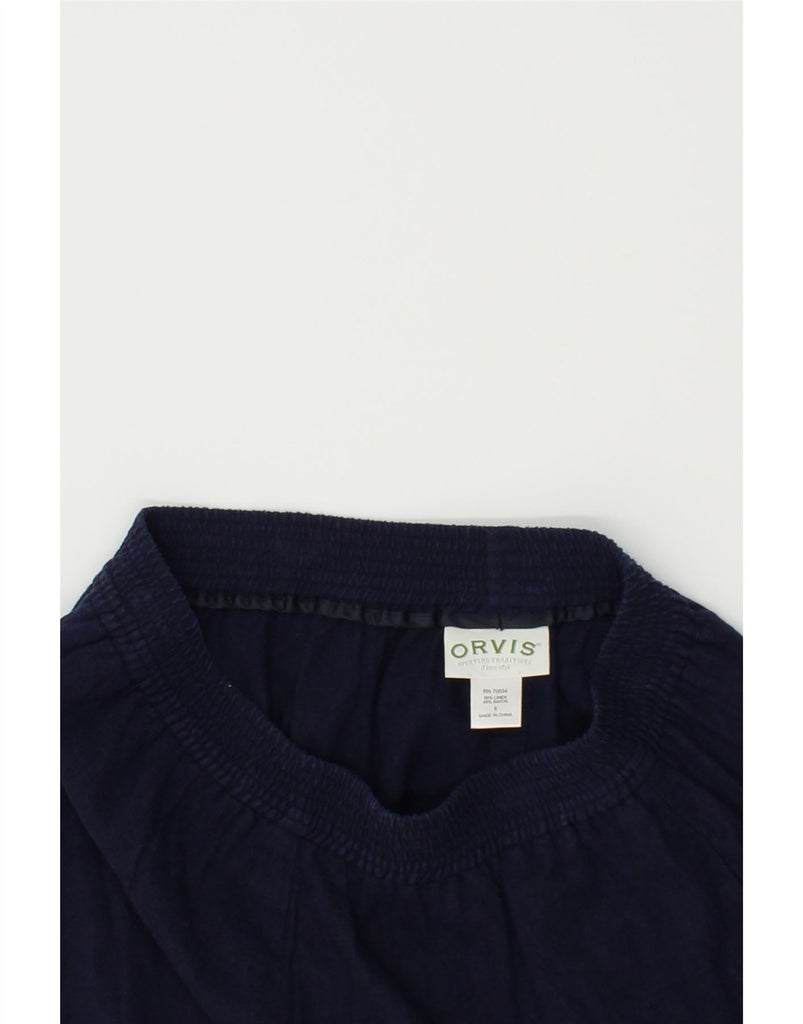 ORVIS Womens A-Line Skirt UK 6 XS W25 Navy Blue Linen | Vintage Orvis | Thrift | Second-Hand Orvis | Used Clothing | Messina Hembry 