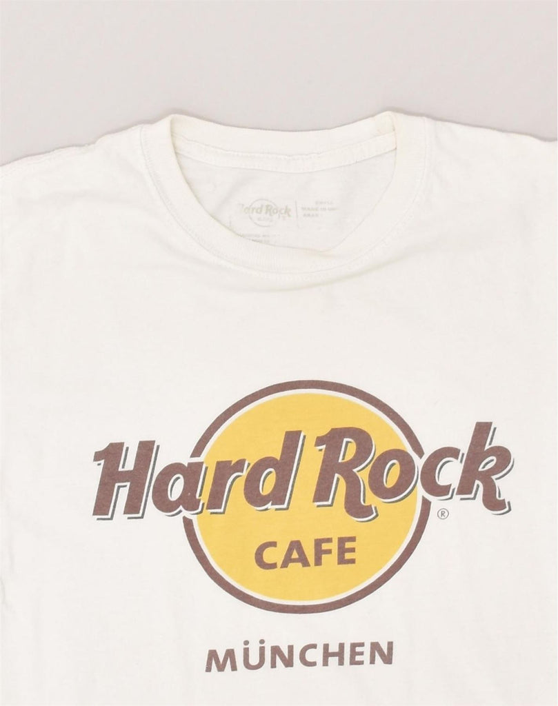 HARD ROCK Mens Munich Graphic T-Shirt Top Small White Cotton | Vintage Hard Rock | Thrift | Second-Hand Hard Rock | Used Clothing | Messina Hembry 