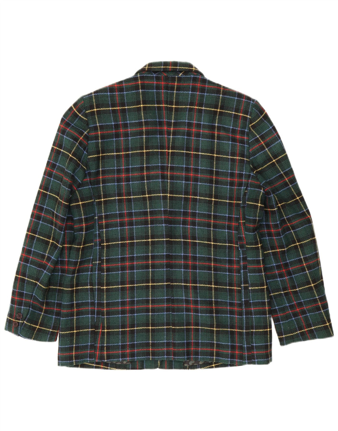 Vintage Womens 3 Button Blazer Jacket IT 48 XL Green Check Polyester