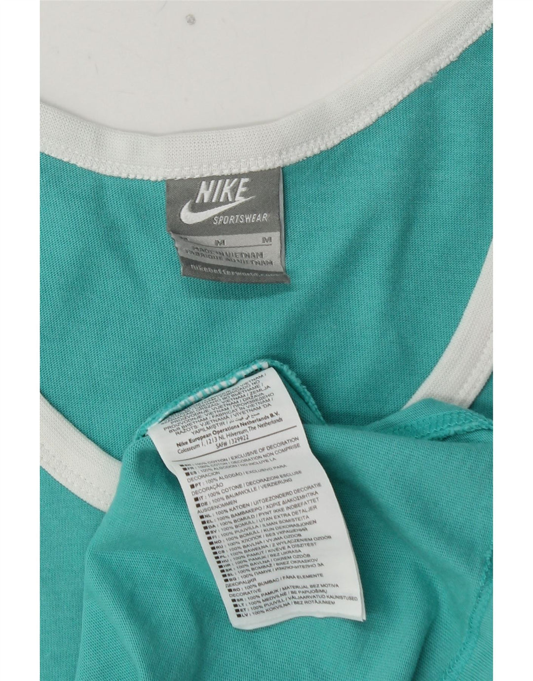 NIKE Mens Graphic Vest Top Medium Turquoise Cotton